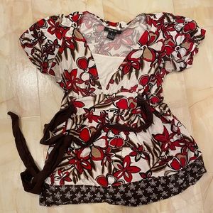 Style & Co Floral Blouse ~ Sz M ~ Cotton ~ Cute!
